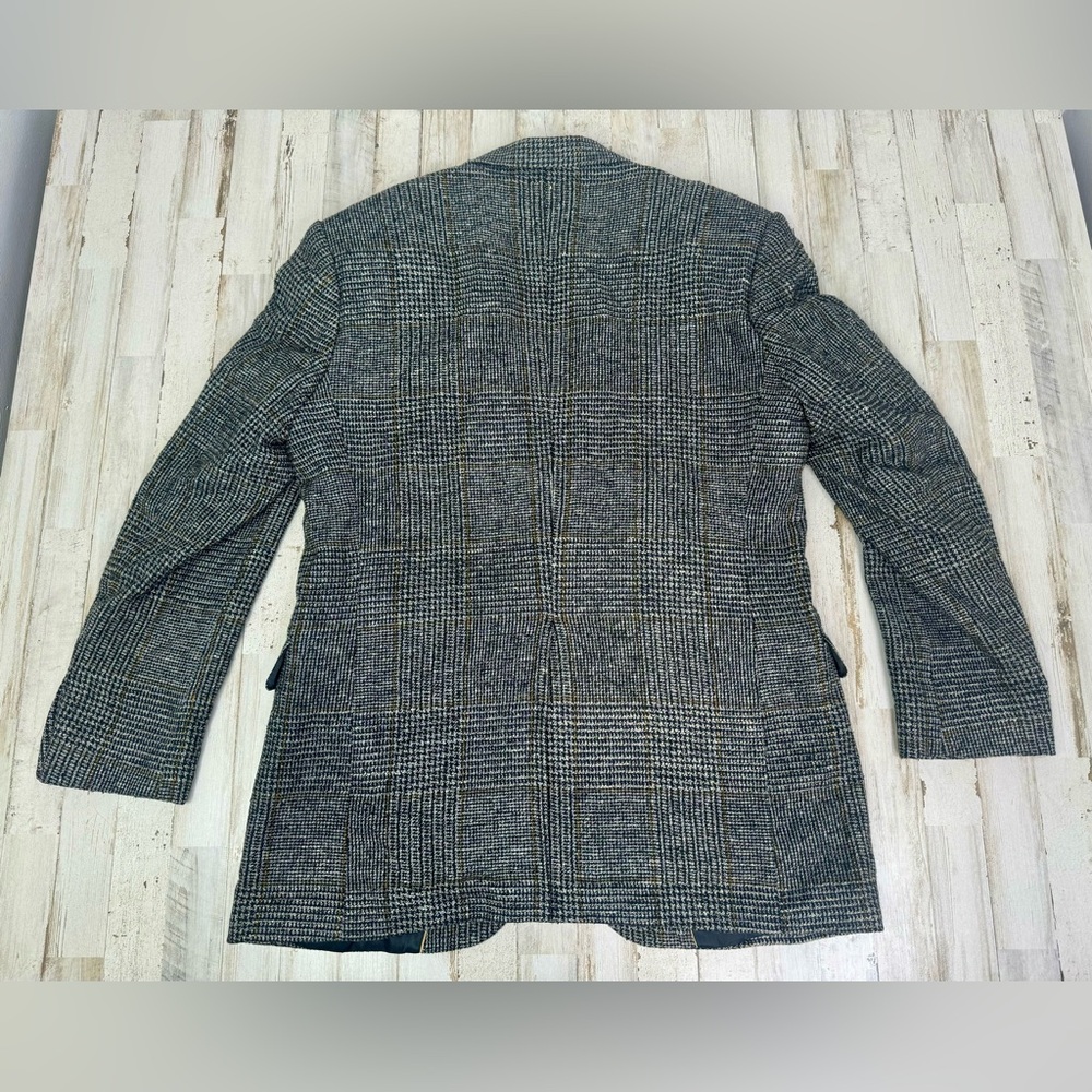 Haggar Mens Sport Coat Two Button Gray Nailshead Glen Checked Silk 44L - Picture 6 of 13